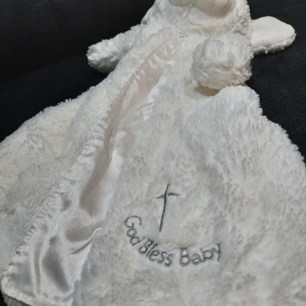Lena Lamb Lovey white plush blanket Gund bless baby